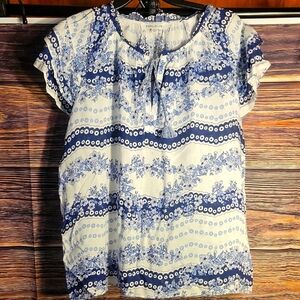 NEW Rose + Olive Blue Floral Blouse